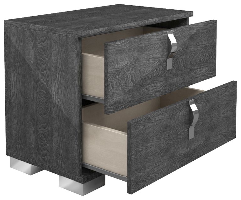 Sarah Bedside Cabinet with Horizontal Handles - 2 Drawer - Grey Birch