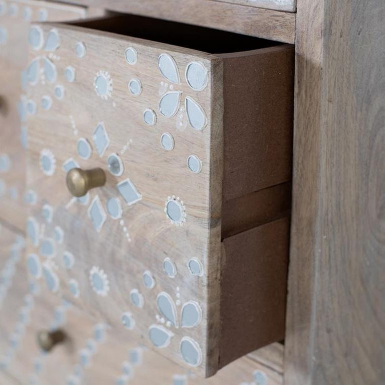 Savona Bedside Cabinet - Mango Wood - 5 Drawer