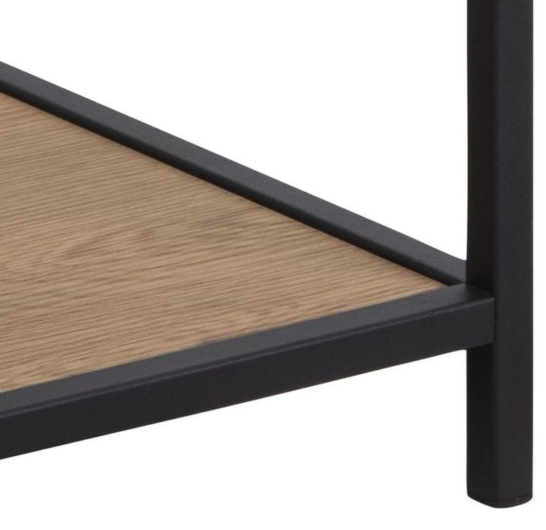 Seaford Bedside Table - 1 Drawer - Oak and Black Metal