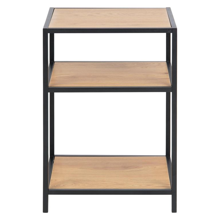 Seaford Bedside Table - 1 Drawer - Black Melamine and Metal