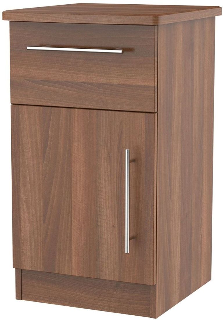 Sherwood Walnut Effect 1 Door 1 Drawer Bedside Cabinet