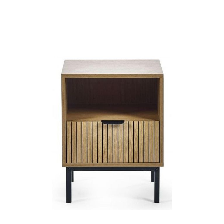 Sia Bedside Table - 1 Drawer - Ribbed - Oak