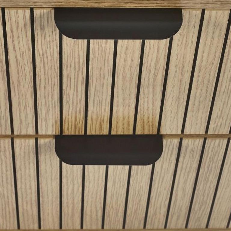 Sia Bedside Cabinet - 2 Drawer - Ribbed - Oak