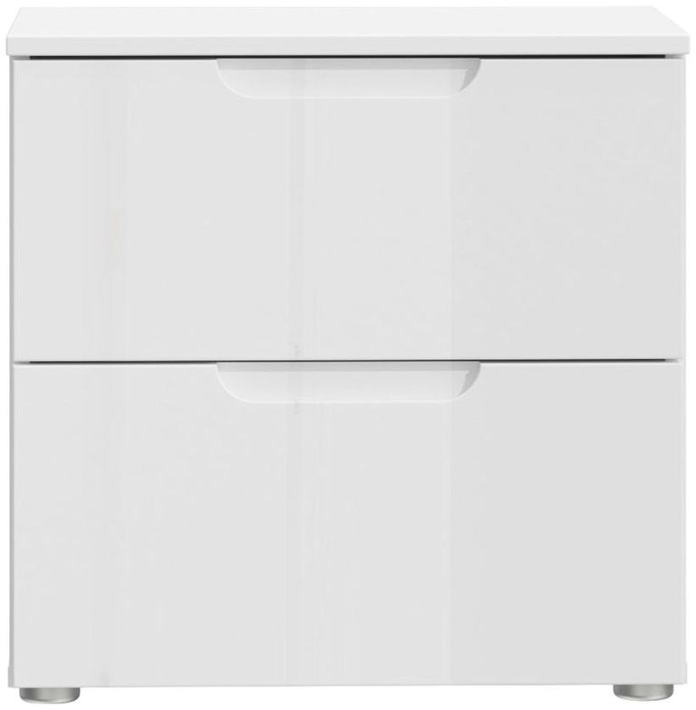 Sienna White Gloss 2 Drawer Bedside Cabinet