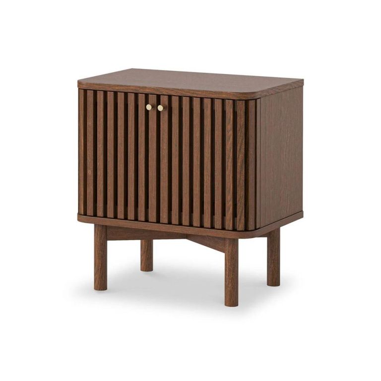 Soho Bedside Table - 2 Door - Slatted - Dark Oak