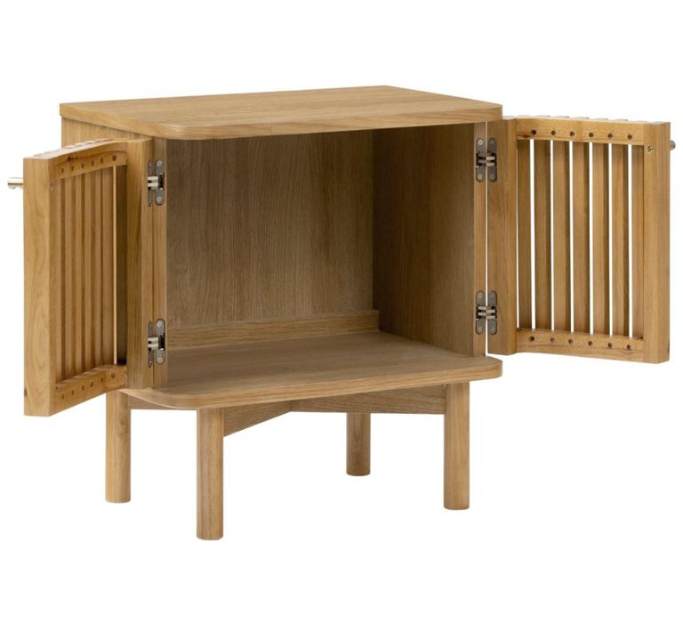 Soho Bedside Table - 2 Door - Slatted - Oak