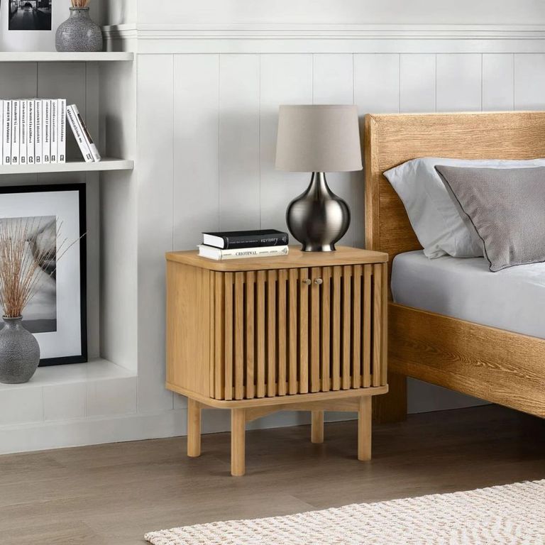 Soho Bedside Table - 2 Door - Slatted - Oak
