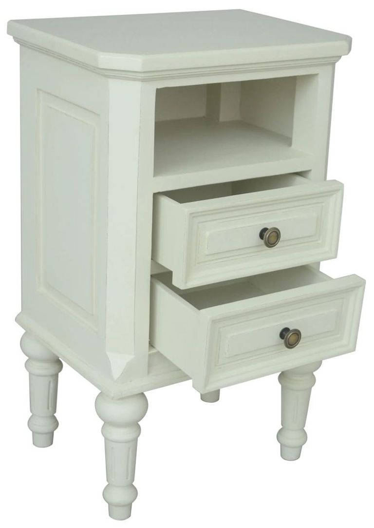 Solana French Lime White 2 Drawer Bedside Cabinet