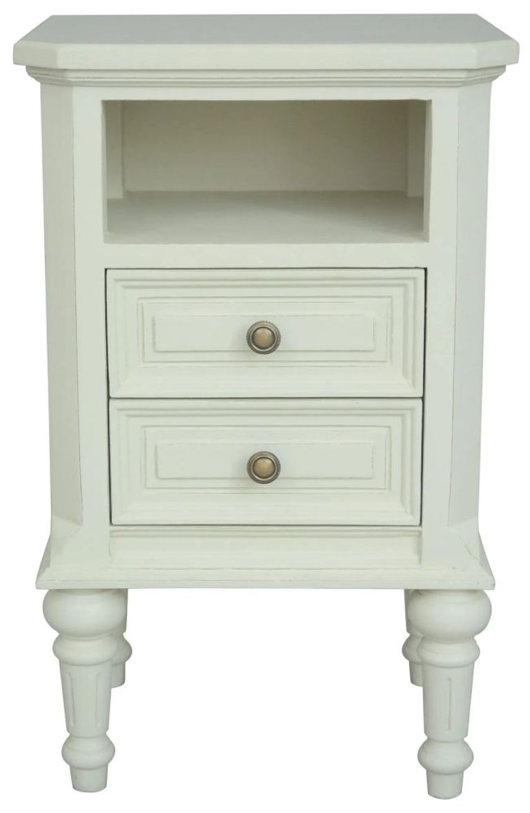 Solana French Lime White 2 Drawer Bedside Cabinet