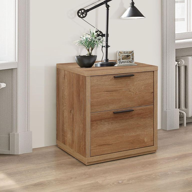Stockwell Bedside Cabinet - 2 Drawer - Rustic Oak