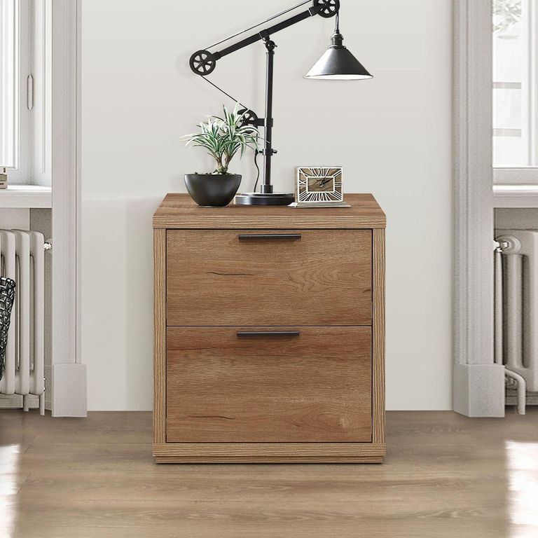 Stockwell Bedside Cabinet - 2 Drawer - Rustic Oak