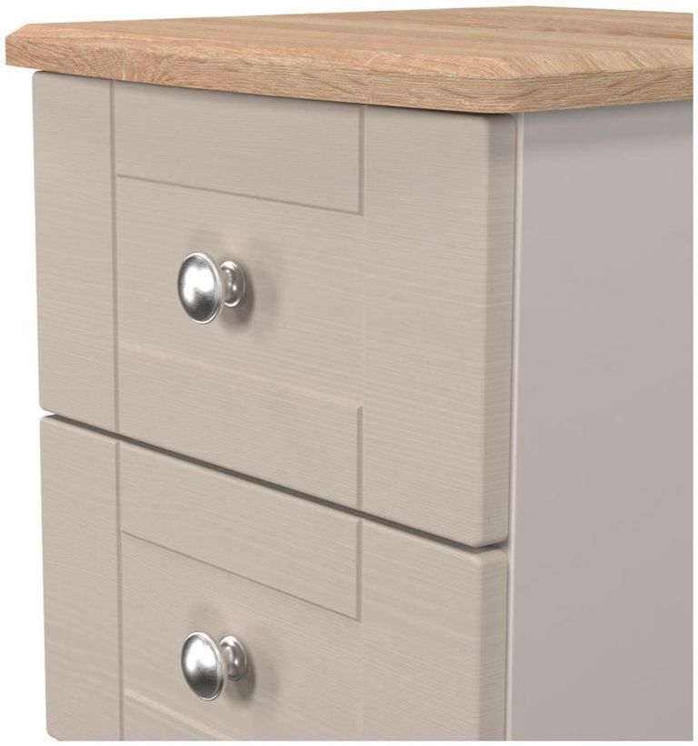 Sussex Cashmere and Oak Effect 3 Drawer Bedside Cabinet