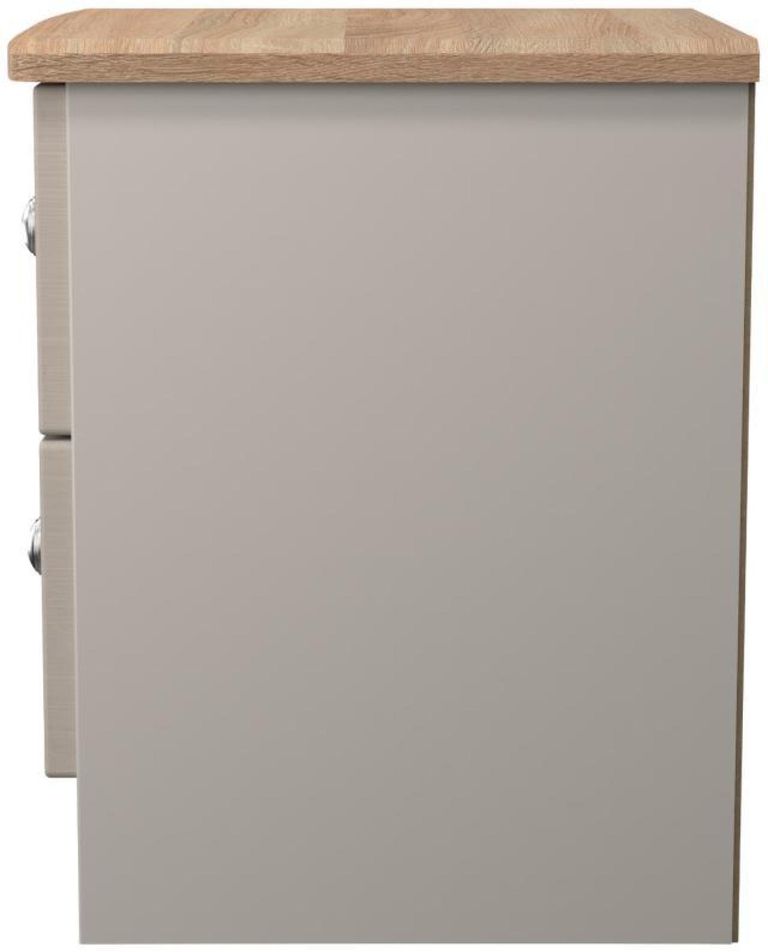 Sussex Cashmere and Oak Effect Oak 2 Drawer Bedside Cabinet