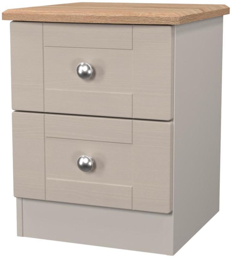 Sussex Cashmere and Oak Effect Oak 2 Drawer Bedside Cabinet