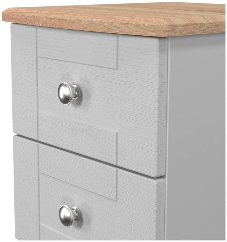 Sussex Grey and Oak Effect 3 Drawer Bedside Cabinet