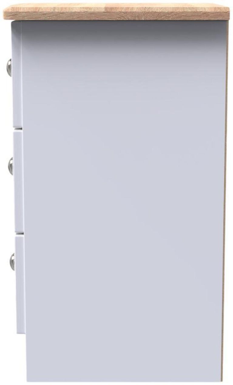 Sussex White and Oak Effect 3 Drawer Bedside Cabinet