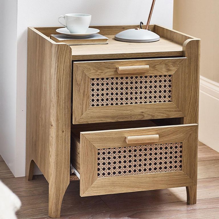 Sydney Bedside Cabinet - 2 Drawer - Faux Rattan