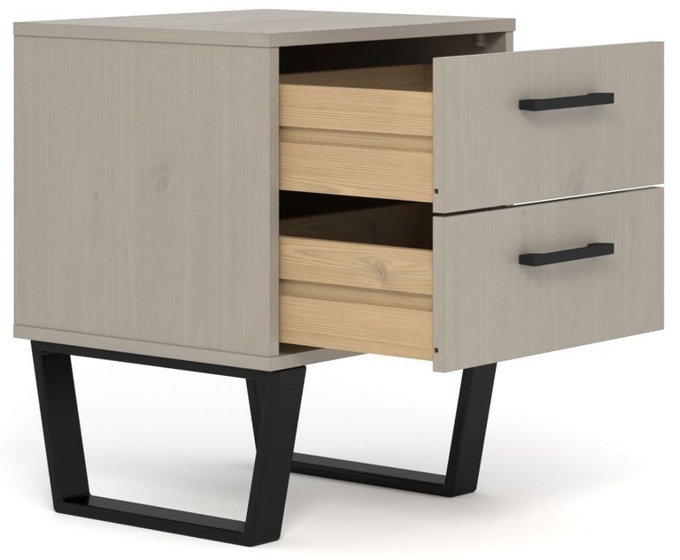 Texas Grey 2 Drawer Bedside Cabinet