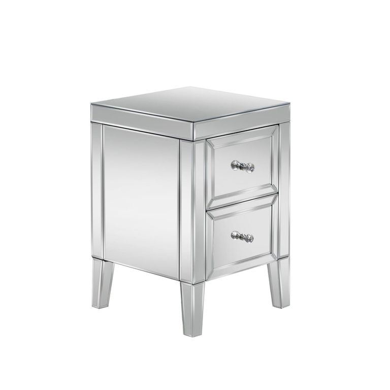 Valencia Bedside Cabinet - 2 Drawer - Mirrored
