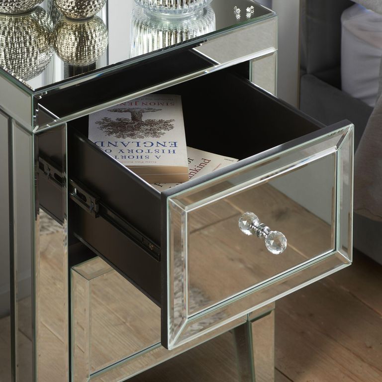 Valencia Bedside Cabinet - 2 Drawer - Mirrored