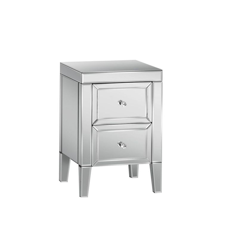 Valencia Bedside Cabinet - 2 Drawer - Mirrored
