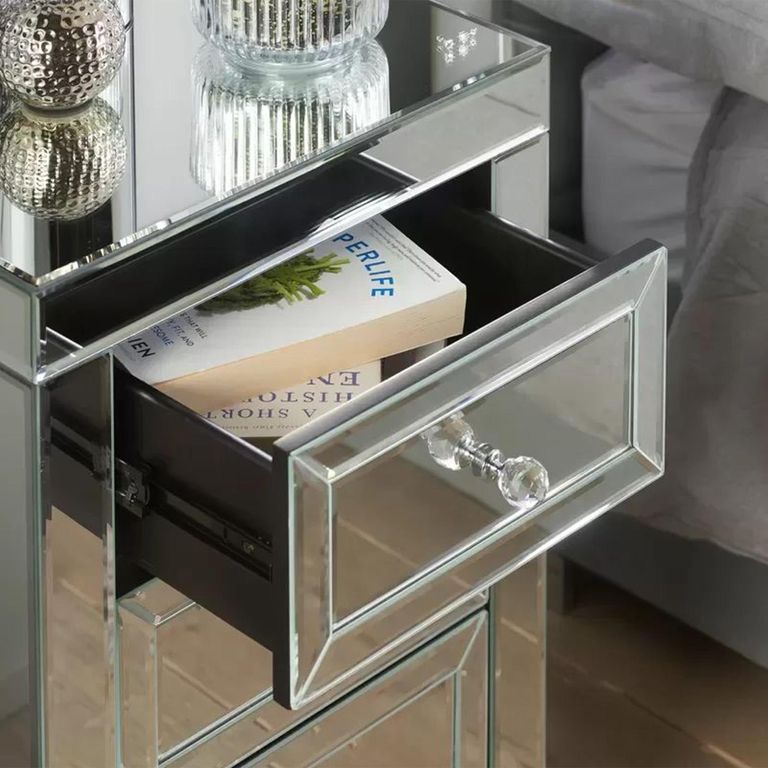 Valencia Bedside Cabinet - 3 Drawer - Mirrored