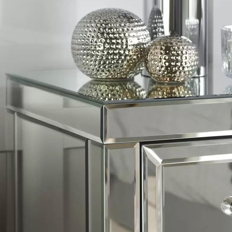 Valencia Bedside Cabinet - 3 Drawer - Mirrored