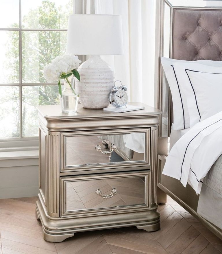 Jessica Bedside Cabinet - Champagne Mirrored