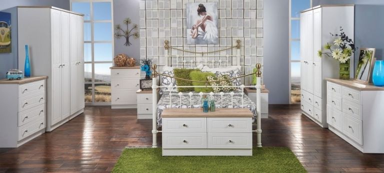 Vienna Porcelain 2 Drawer Bedside Cabinet