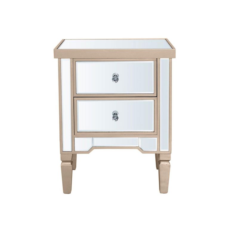 Vista Bedside Cabinet - 2 Drawer - Dark Champagne Mirrored