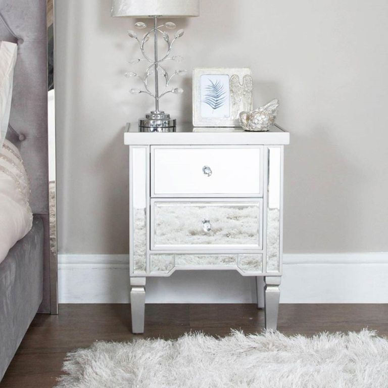 Vista Bedside Cabinet - 2 Drawer - Mirrored