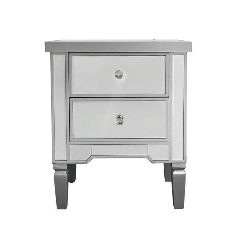 Vista Bedside Cabinet - 2 Drawer - Mirrored