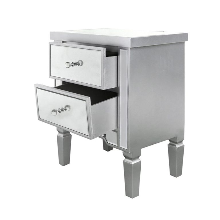 Vista Bedside Cabinet - 2 Drawer - Mirrored