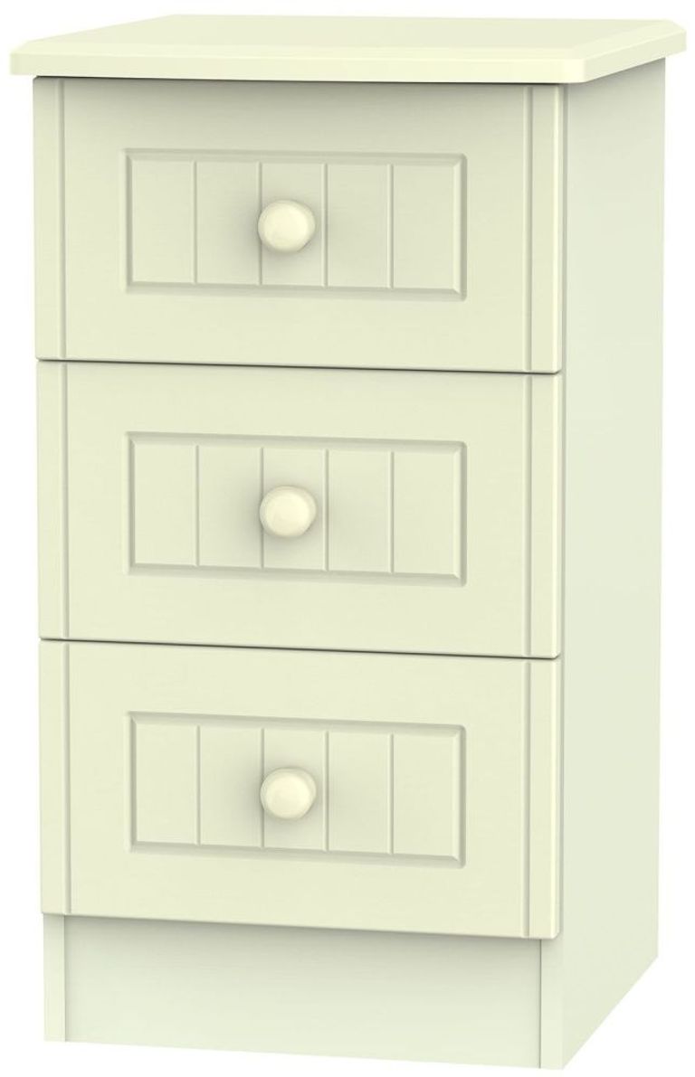 Warwick Cream 3 Drawer Bedside Cabinet