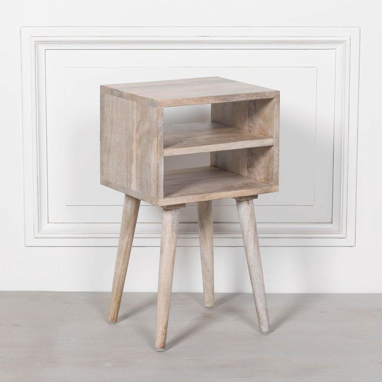 Bedside Table with Shelf - Washed Mango Wood
