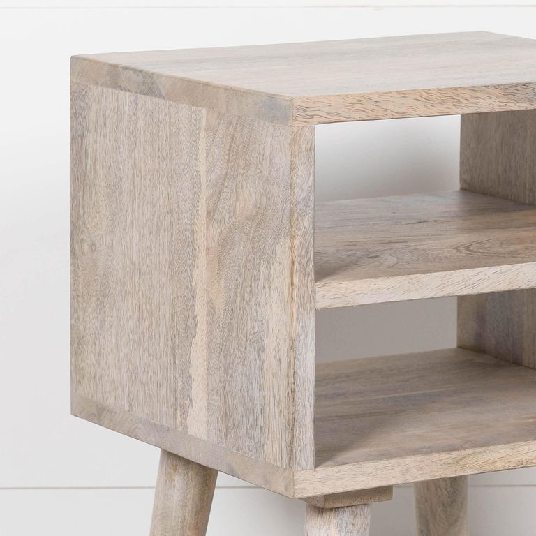 Bedside Table with Shelf - Washed Mango Wood