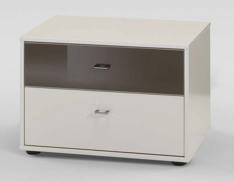 Tokio Bedside Cabinet - 2 Drawer - Champagne - Chrome Handle