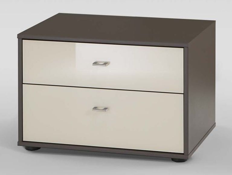 Tokio Bedside Cabinet - 2 Drawer - Glass Front - Variation Available