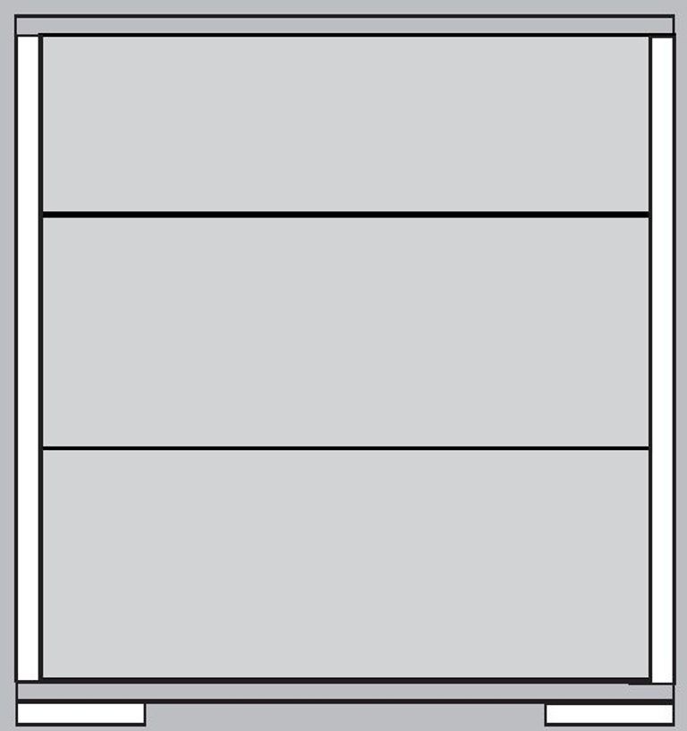 Tokio Bedside Cabinet - 3 Drawer - Magnolia Glass and Havana Carcase - Chrome Handle