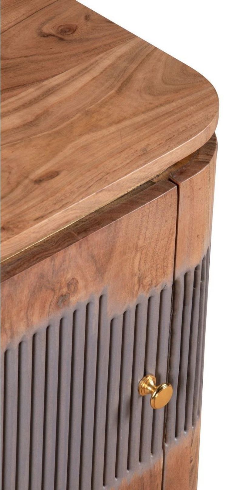 William Acacia Ribbed with Gold Trim 1 Door Bedside Table