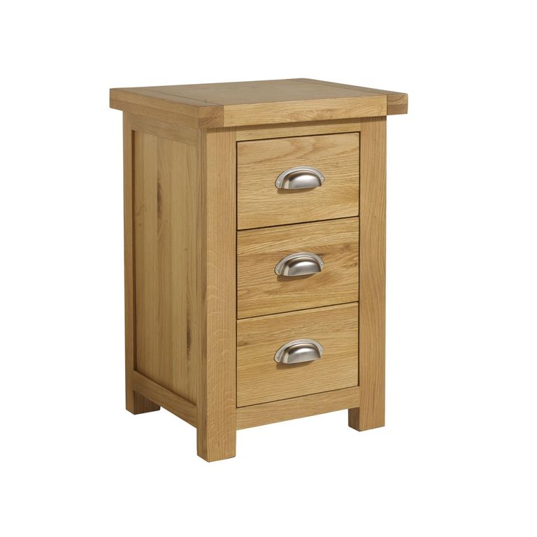 Woburn Tall Bedside Cabinet - 3 Drawer - Rustic Oak