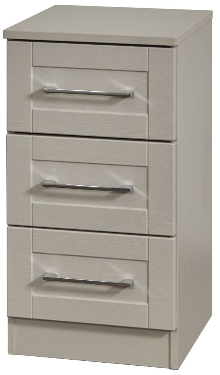 York Cashmere 3 Drawer Bedside Cabinet