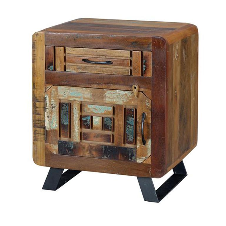 Zangird Bedside Cabinet - 1 Door - Recycled Wood