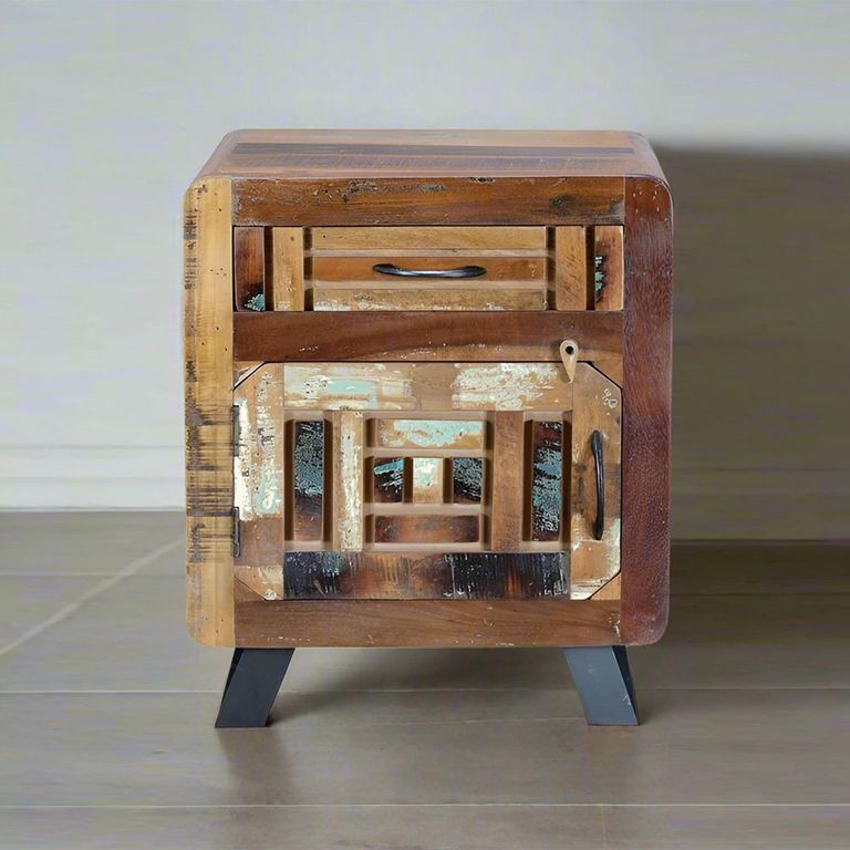 Zangird Bedside Cabinet - 1 Door - Recycled Wood