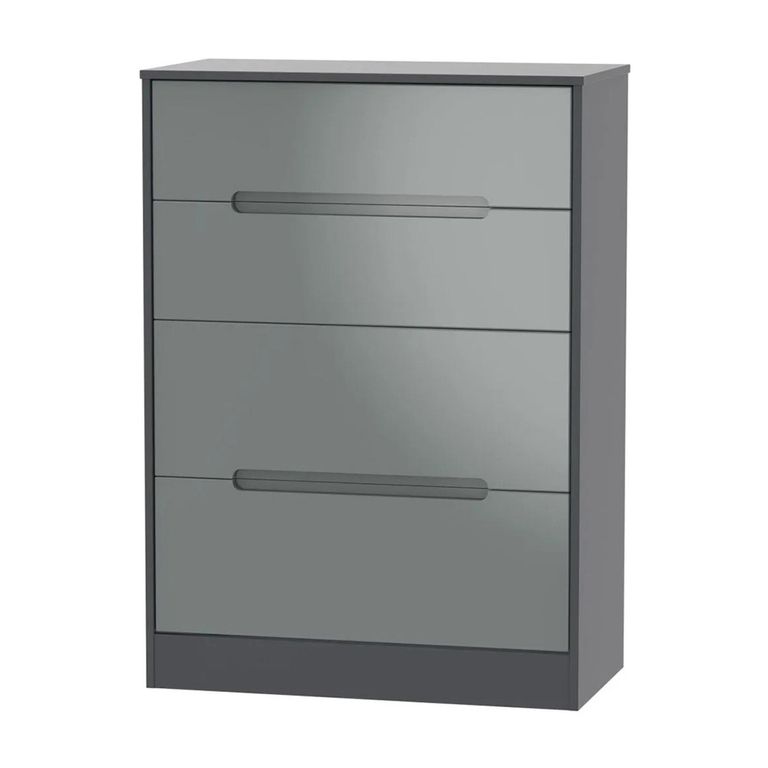 Monaco Chest - Deep - 4 Drawer - Grey Gloss and Graphite