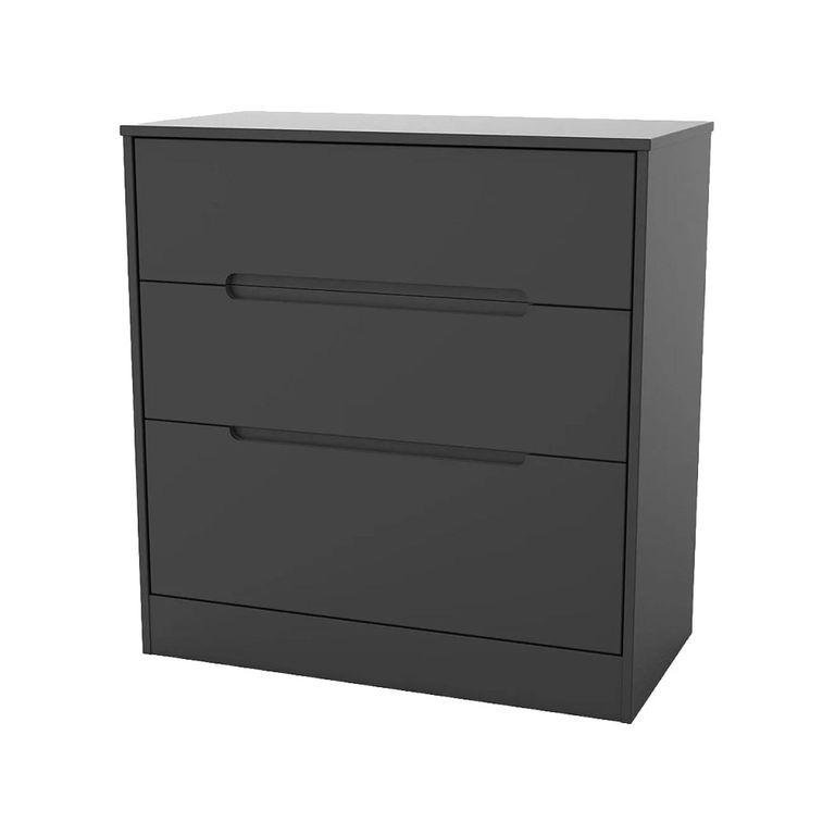 Monaco Chest - Deep - 3 Drawer - Black