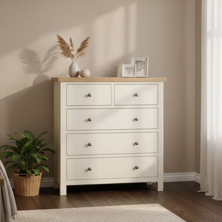 Modern Chest - 2+3 Drawer - White Painted