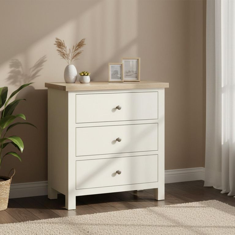 Modern Chest - 3 Drawer - White Painted
