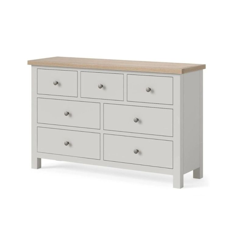 Modern Wide Chest - 3+4 Drawer - Grey Painted
