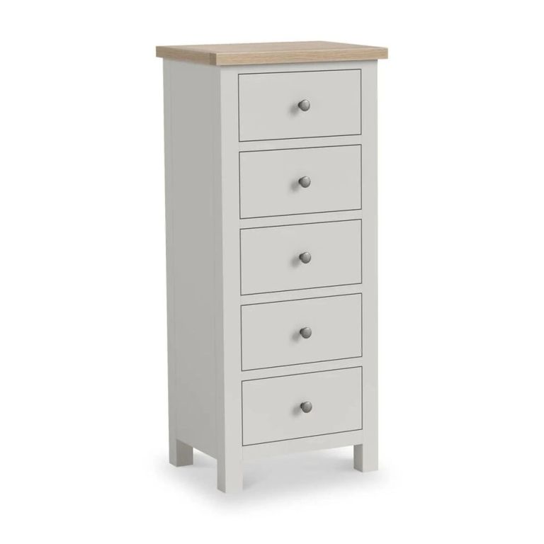 Modern Tall Chest - 5 Drawer - Grey Painted